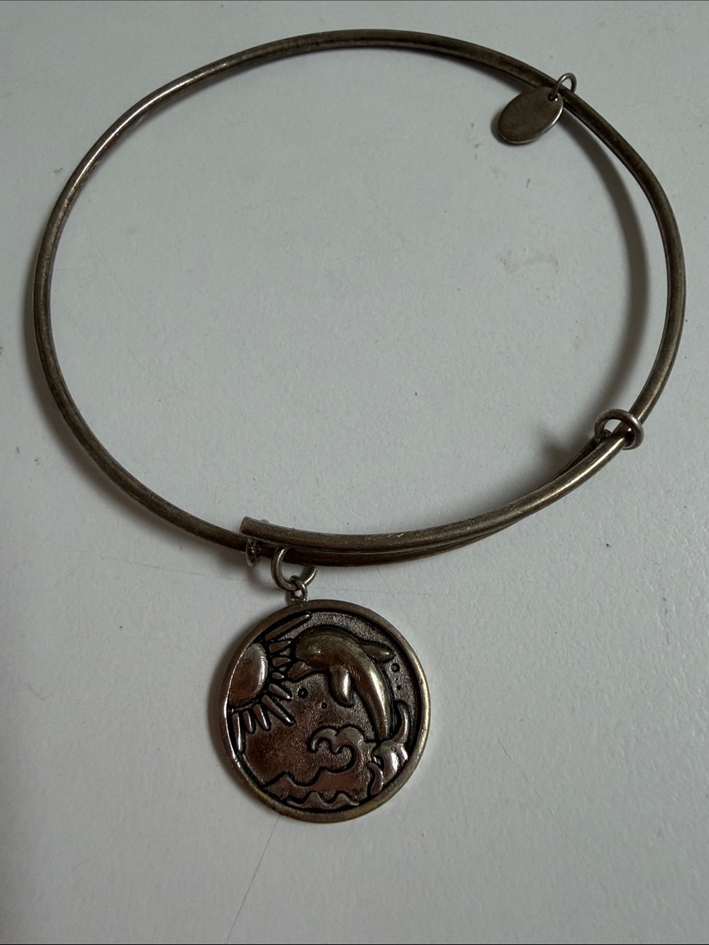 Sun & Dolphin Silver-Tone Charm Bangle Bracelet